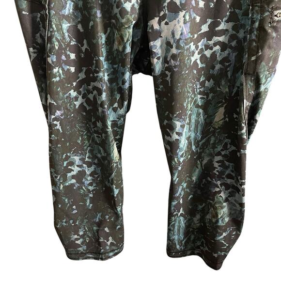 Lululemon 10 Cropped Leggings Running Activewear Blue Black Print Pocket - Picture 4 of 12